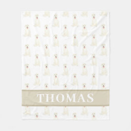 パーソナライズされたラブラドール（ホワイト） フリースブランケット