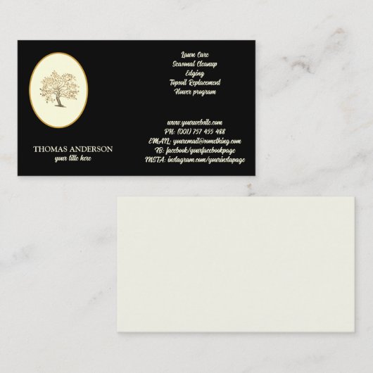 パーソナライズされたランドスケープと芝生気にの木のデザイン 名刺 (正面/裏面)