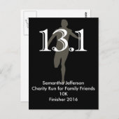 パーソナライズされたランナー 13.1 ハーフマラソン記念品 ポストカード (正面/裏面)