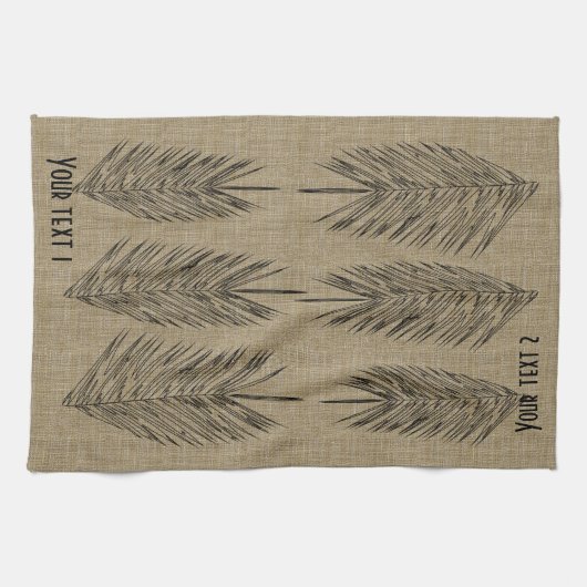 パーソナライズされたリはっきりしたネンルックパーム葉タオル キッチンタオル (横)