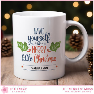 パーソナライズされたリッメリートクリスマスホリーリーフ コーヒーマグカップ