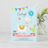 パーソナライズされたリャマ砂漠をテーマにした誕生日パーティー 招待状 (スタンド正面)