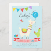 パーソナライズされたリャマ砂漠をテーマにした誕生日パーティー 招待状 (正面/裏面)