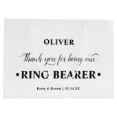 パーソナライズされたリングや輪ベアラー白黒お礼 ラージペーパーバッグ (裏面)