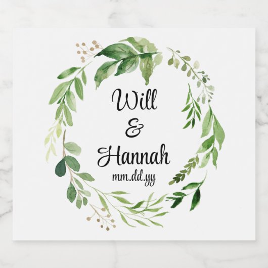 パーソナライズされたリースウェディングレセプションシャンパン スパークリングワインラベル (シングルラベル)