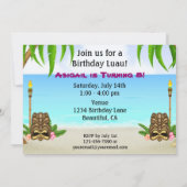 パーソナライズされたルアウ(ハワイ式宴会)ガールズビーチ誕生日招待状 招待状 (裏面)