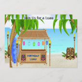 パーソナライズされたルアウ（ハワイ式宴会）誕生日招待状 招待状 (正面/裏面)