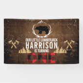 パーソナライズされたルンバージャックファースト誕生日 横断幕 (横)