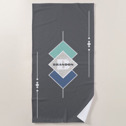 パーソナライズされたルーエレガントプビーチ ビーチタオル (正面)