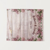 パーソナライズされたルースド マルーン フラワーバックドロップ タペストリー (正面(横))