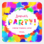 パーソナライズされたレインボーパーティー スクエアシール (正面)