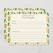 パーソナライズされたレシピカード黄色の縁ど花 (正面/裏面)