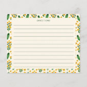 パーソナライズされたレシピカード黄色の縁ど花 (裏面)