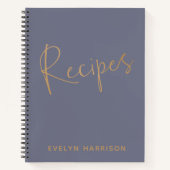 パーソナライズされたレシピ仕訳帳の石板青金ゴールド ノートブック (正面)