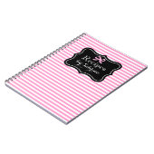 パーソナライズされたレシピ手帳 |ピンクのストライプと弓 ノートブック (左側)