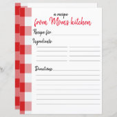 パーソナライズされたレシピ紙 (正面/裏面)