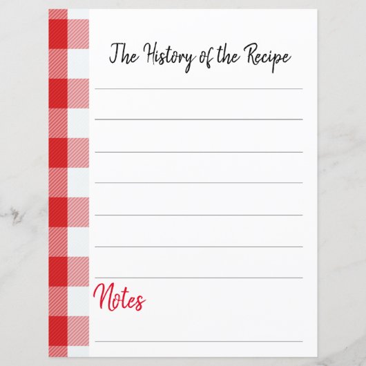 パーソナライズされたレシピ紙 (裏面)