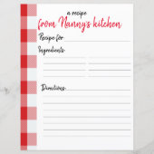 パーソナライズされたレシピ紙 (正面)