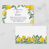 パーソナライズされたレシピ要求ブライダルシャワーレモン 名刺 (正面/裏面)