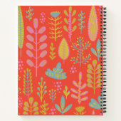 パーソナライズされたレシピ鮮やかフォーク植物赤 ノートブック (裏面)