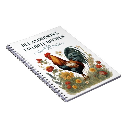 パーソナライズされたレシピ ヴィンテージ ボタニカル 鶏 ノートブック (右側)