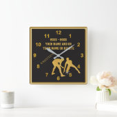 パーソナライズされたレスリングはテキストと色を調整 スクエア壁時計 (ホーム)