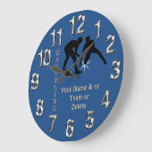 パーソナライズされたレスリングはテキストと色を調整 ラージ壁時計 (傾斜)