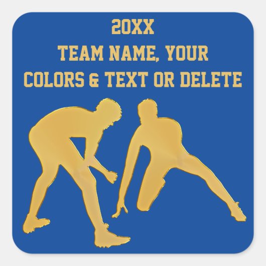 パーソナライズされたレスリングスタンプ、テキスト、色 スクエアシール (正面)