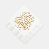 パーソナライズされたレッツスノーゴールドフォイルホリデーパーティー 縁ありランチョンナプキン (角)