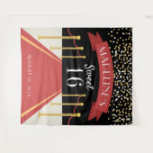 パーソナライズされたレッドカーペットテーマのスイート16背景 タペストリー (正面(横))