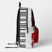 パーソナライズされたレッド白黒ピアノ鍵とノート プリントバックパック (左)