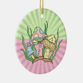 パーソナライズされたレトロアポップ・アートのートマッシュルームクリスマス セラミックオーナメント (右)