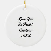 パーソナライズされたレトロアポップ・アートのートマッシュルームクリスマス セラミックオーナメント (裏面)