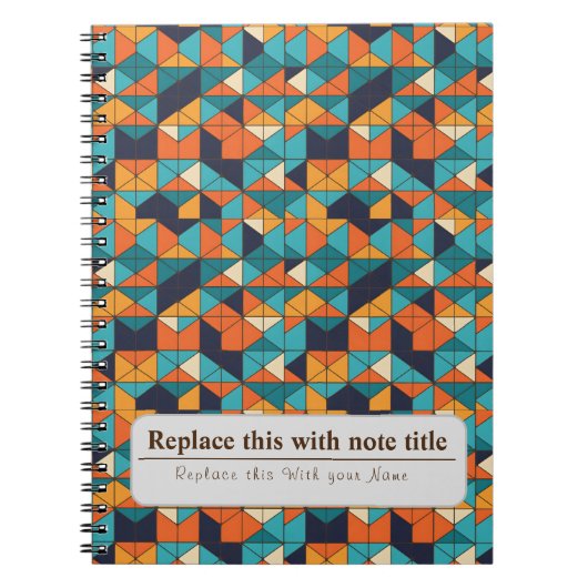 パーソナライズされたレトロオファンキーレンジティール（緑がかった色） ノートブック (正面)