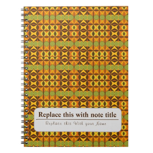 パーソナライズされたレトロオファンキーレンジティール（緑がかった色） ノートブック (正面)