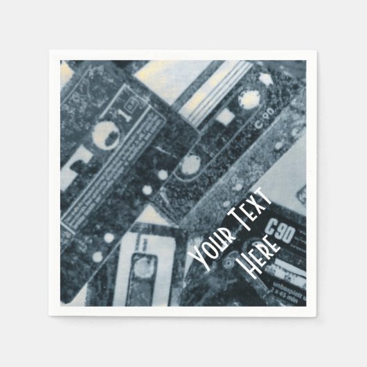 パーソナライズされたレトロカセットテープのナプキン スタンダードカクテルナプキン (正面)