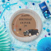 パーソナライズされたレトロカーバースデーパーティー紙プレート ペーパープレート (パーティー)