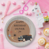 パーソナライズされたレトロカーバースデーパーティー紙プレート ペーパープレート (パーティー)