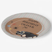 パーソナライズされたレトロカーバースデーパーティー紙プレート ペーパープレート (アングル)