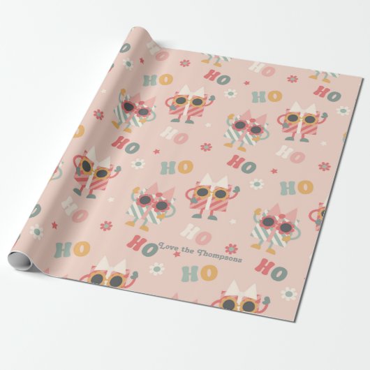 パーソナライズされたレトロクリスマスクールギフトボックスホリデイ ラッピングペーパー (アンロールド)