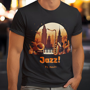 パーソナライズされたレトロジャズシティ Tシャツ