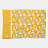 パーソナライズされたレトロチキンモノグラム キッチンタオル (横)