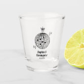 パーソナライズされたレトロディスコ結婚ボールのショットグラス ショットグラス (正面)