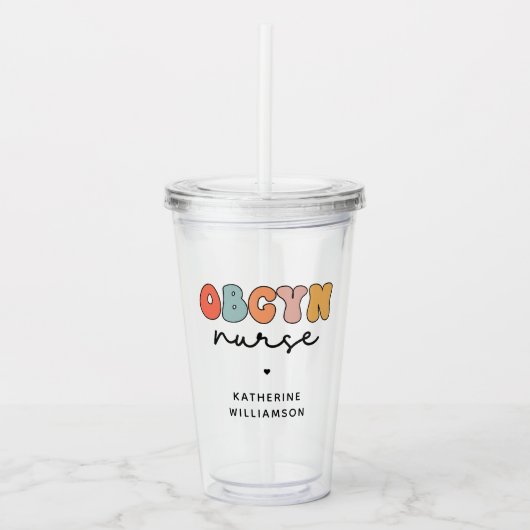 パーソナライズされたレトロナース アクリルタンブラー (正面)