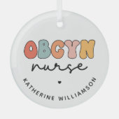 パーソナライズされたレトロナース ガラスオーナメント (正面)