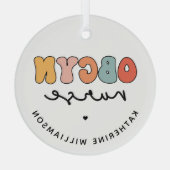 パーソナライズされたレトロナース ガラスオーナメント (裏面)