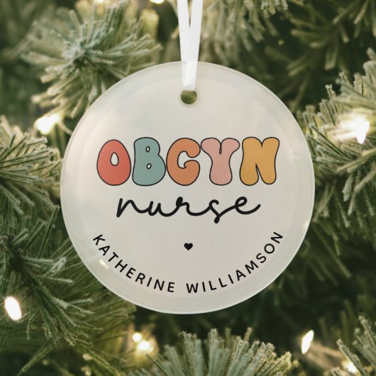 パーソナライズされたレトロナース ガラスオーナメント (インサイチュ)