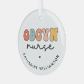 パーソナライズされたレトロナース ガラスオーナメント (正面左)