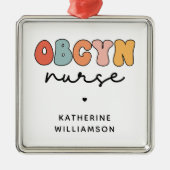 パーソナライズされたレトロナース メタルオーナメント (正面)