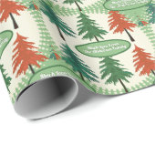 パーソナライズされたレトロパインツリークリスマス ラッピングペーパー (ロールコーナー)